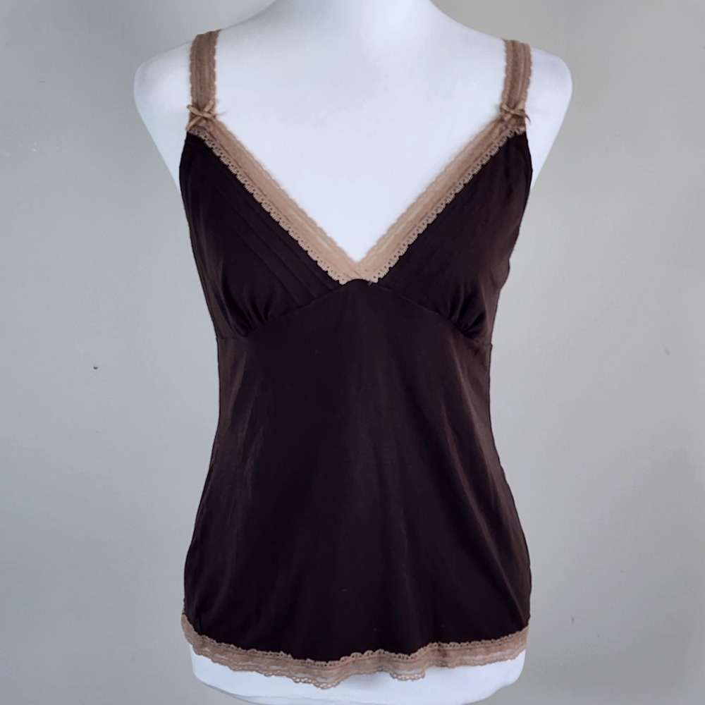 Babydoll Lace Trim Tank Top Cami Womens L Y2K Bella Swan Elena Whimsigoth Grunge